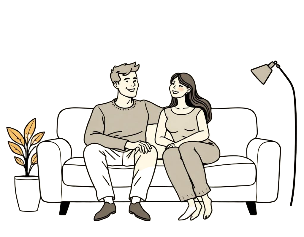 Couple relaxing together after finding legal help